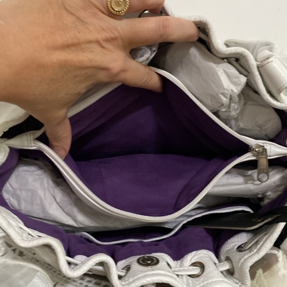 NWOT White Sharif Large Leather Purse and Dust Bag - Picture 9 of 15